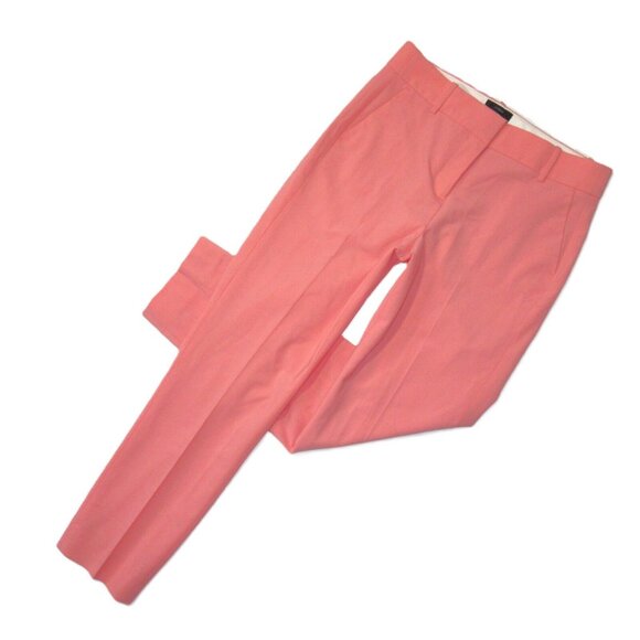 NWT J.Crew Cameron in Bright Coral Italian Stretch Wool Slim Crop Ankle Pants 8T - Picture 1 of 4